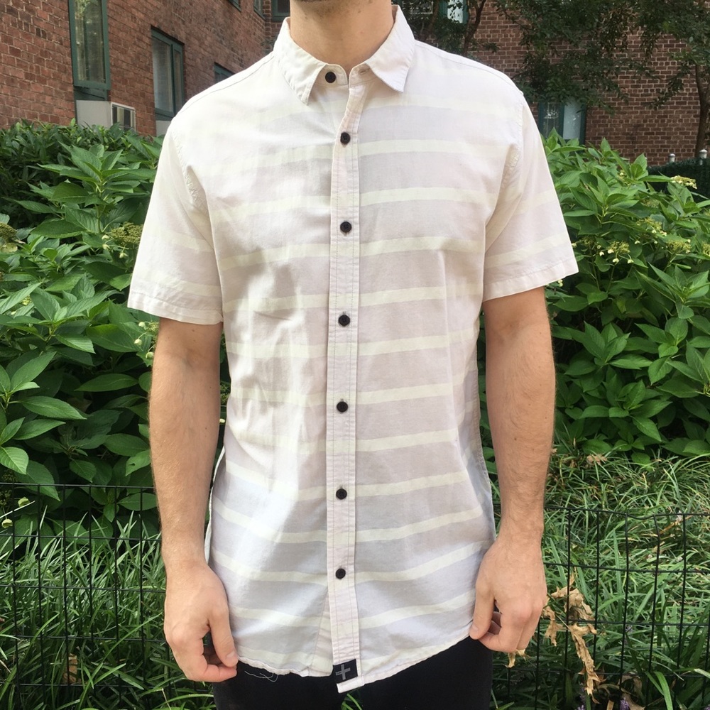 Tavik cream/white striped short sleeved shirt